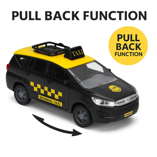 Police Die-Cast Model Car, 1:32 Scale, White, Pull Back Mechanism with Display Box (Mumbai Taxi Edition)
