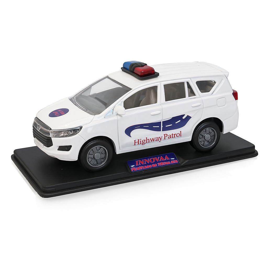 Police Die-Cast Model Car, 1:32 Scale, White, Pull Back Mechanism with Display Box (Highway Petroling Edition)