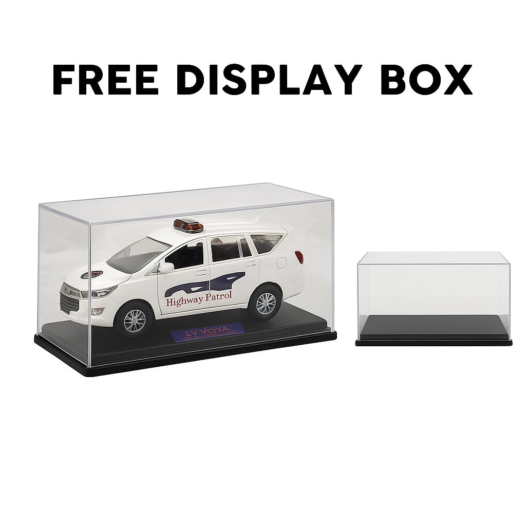 Police Die-Cast Model Car, 1:32 Scale, White, Pull Back Mechanism with Display Box (Highway Petroling Edition)