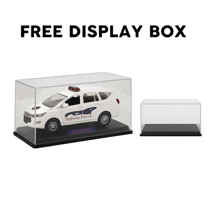 Police Die-Cast Model Car, 1:32 Scale, White, Pull Back Mechanism with Display Box (Highway Petroling Edition)