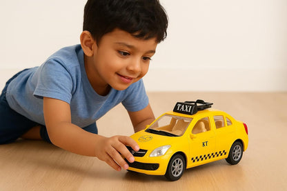 Pull Back Car Toy | kolkata Taxi for Kids – 1:28 Scale Die-Cast Model | No Battery Needed | Realistic Design | Sedan |Gift Toy for Boys & Girls Yellow