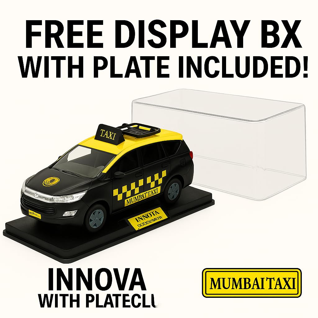 Police Die-Cast Model Car, 1:32 Scale, White, Pull Back Mechanism with Display Box (Mumbai Taxi Edition)