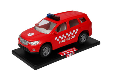 Police Die-Cast Model Car, 1:32 Scale, White, Pull Back Mechanism with Display Box (Fire Rescue Edition)