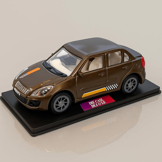 Deluxe Racing Sport Premium Die-Cast Car Model, 1:28 Scale, Pull Back Action, Brown with Racing Stripes, 16 cm Length