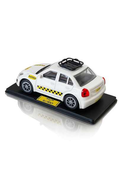 Premium Die-Cast Rapido Taxi Model Car, 1:28 Scale, Pull Back Action, White, 15 cm Length Car, Sedan, Toys for Kids, Birthday Gifts,Kids & Collectors