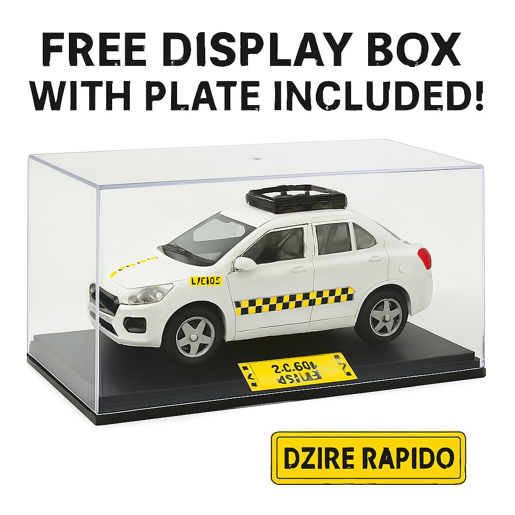 Premium Die-Cast Rapido Taxi Model Car, 1:28 Scale, Pull Back Action, White, 15 cm Length Car, Sedan, Toys for Kids, Birthday Gifts,Kids & Collectors