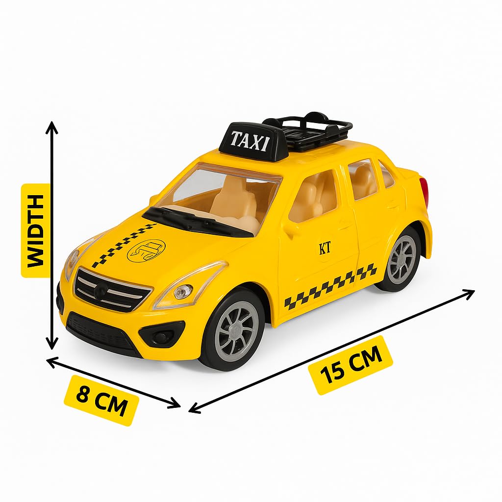 Pull Back Car Toy | kolkata Taxi for Kids – 1:28 Scale Die-Cast Model | No Battery Needed | Realistic Design | Sedan |Gift Toy for Boys & Girls Yellow