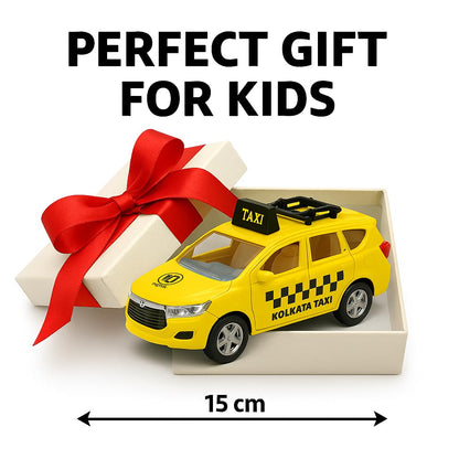 Police Die-Cast Model Car, 1:32 Scale, White, Pull Back Mechanism with Display Box (Kolkata Taxi Edition)