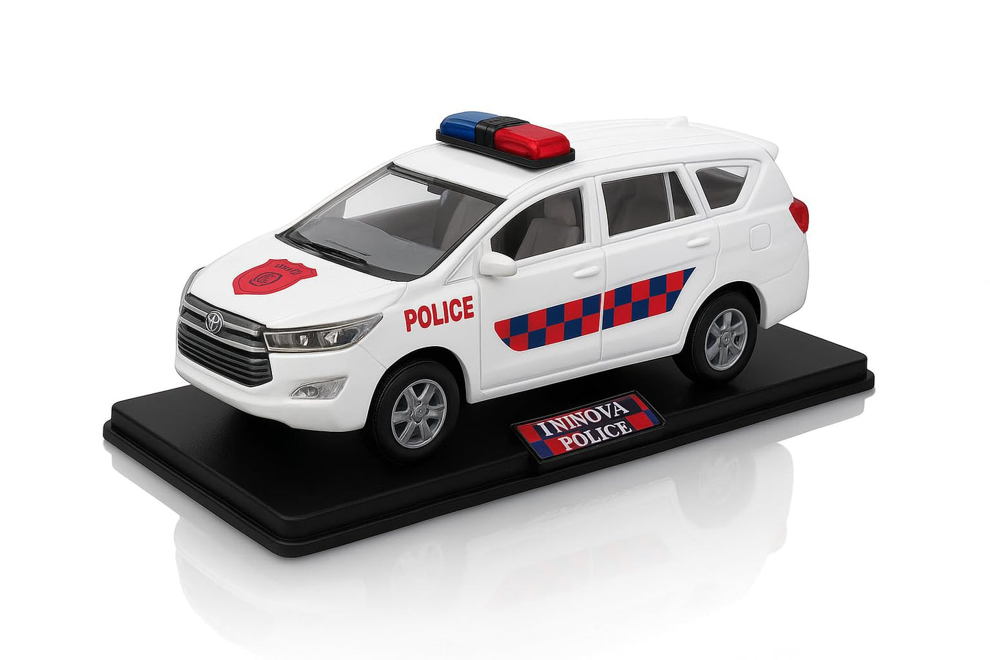Police Die-Cast Model Car, 1:32 Scale, White, Pull Back Mechanism with Display Box (Mumbai Taxi Edition)