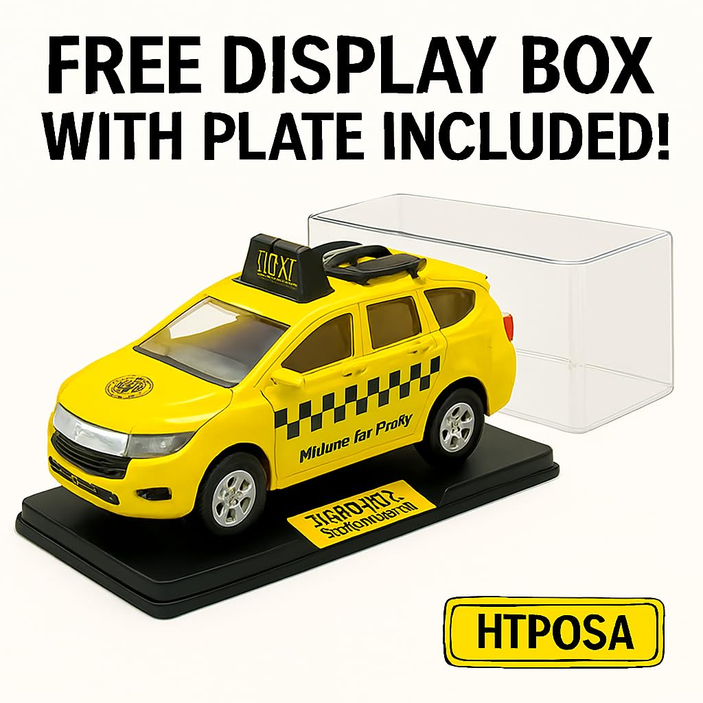 Police Die-Cast Model Car, 1:32 Scale, White, Pull Back Mechanism with Display Box (Kolkata Taxi Edition)