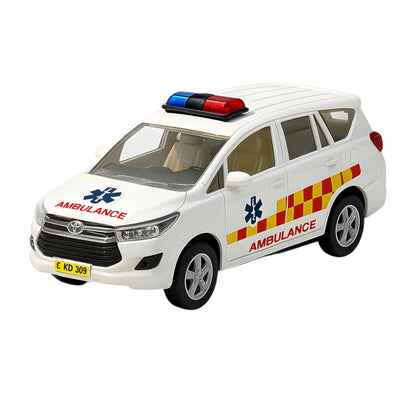 Police Die-Cast Model Car, 1:32 Scale, White, Pull Back Mechanism with Display Box (Mumbai Taxi Edition)