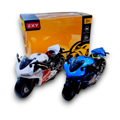 Sport Diecast Metal 1:14 Exclusive Alloy Metal Pull Back Die-cast Bike Pullback Toy Motorcycle with Multicolor & Boys Gifts Toys for Kids, Kawasaki Ninja H2R Model Bike (White)